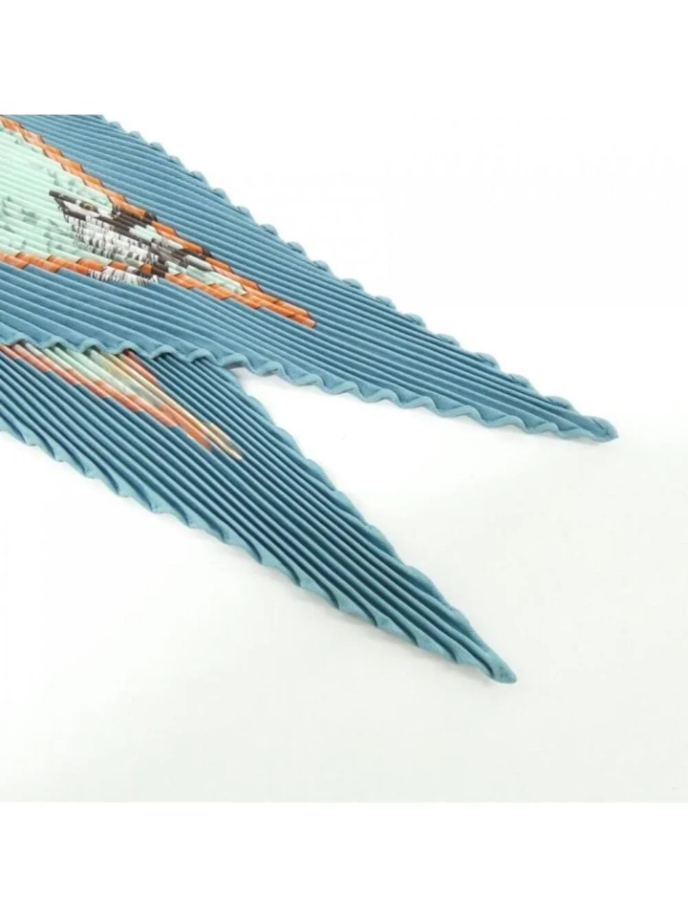 ★SOLD★ Hermes Pleated Scarf Scarves Blue - Picture 2 of 7
